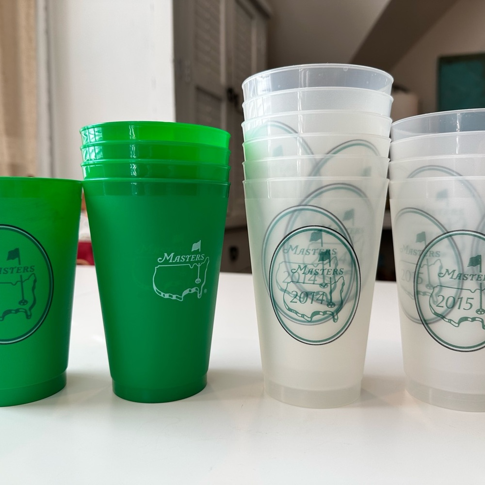 Set of 15 Masters Tournament Souvenir Cups Green White 2014 2015 golf major pga